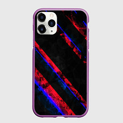 Чехол iPhone 11 Pro матовый Неоновые штрихи геометрия, цвет: 3D-фиолетовый
