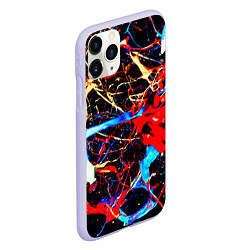 Чехол iPhone 11 Pro матовый Брызги красок разные цвета, цвет: 3D-светло-сиреневый — фото 2