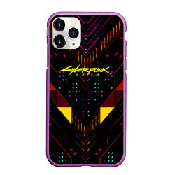 Чехол iPhone 11 Pro матовый Cyberpunk2077 geometry, цвет: 3D-фиолетовый