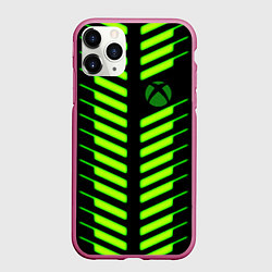 Чехол iPhone 11 Pro матовый Xbox green line, цвет: 3D-малиновый