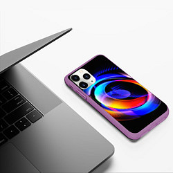 Чехол iPhone 11 Pro матовый Оптические иллюзии волны, цвет: 3D-фиолетовый — фото 2