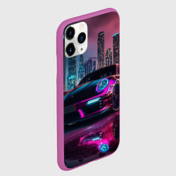 Чехол iPhone 11 Pro матовый Porshe night city, цвет: 3D-фиолетовый — фото 2