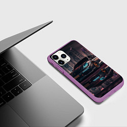 Чехол iPhone 11 Pro матовый Porshe night city, цвет: 3D-фиолетовый — фото 2