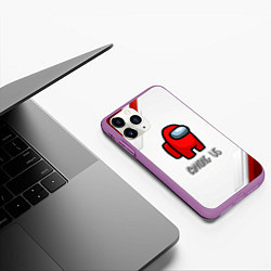 Чехол iPhone 11 Pro матовый Among us game geometry, цвет: 3D-фиолетовый — фото 2