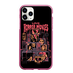 Чехол iPhone 11 Pro матовый Love horror movies, цвет: 3D-малиновый