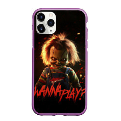 Чехол iPhone 11 Pro матовый Chucky wanna play?, цвет: 3D-фиолетовый