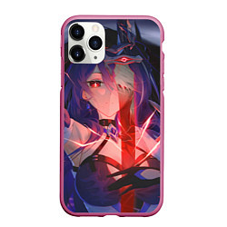 Чехол iPhone 11 Pro матовый Honkai Star Rail Black Swan beauty, цвет: 3D-малиновый