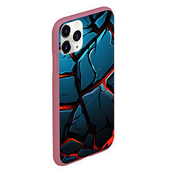 Чехол iPhone 11 Pro матовый Разломленные камни текстура, цвет: 3D-малиновый — фото 2