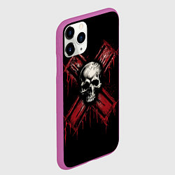 Чехол iPhone 11 Pro матовый Череп красный крест, цвет: 3D-фиолетовый — фото 2