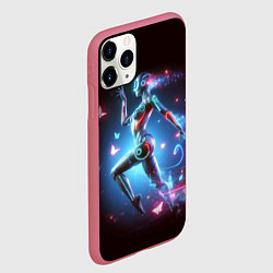 Чехол iPhone 11 Pro матовый Cyber girl and butterflies - neon glow fantasy, цвет: 3D-малиновый — фото 2