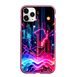 Чехол iPhone 11 Pro матовый Neon fantasy - ai art, цвет: 3D-малиновый