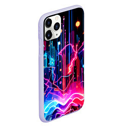 Чехол iPhone 11 Pro матовый Neon fantasy - ai art, цвет: 3D-светло-сиреневый — фото 2