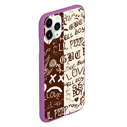 Чехол iPhone 11 Pro матовый Lil peep retro pattern, цвет: 3D-фиолетовый — фото 2