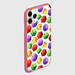 Чехол iPhone 11 Pro матовый Игровые разноцветные кости паттерн, цвет: 3D-малиновый — фото 2