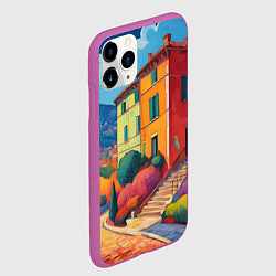Чехол iPhone 11 Pro матовый Живопись яркие домики фовизм, цвет: 3D-фиолетовый — фото 2