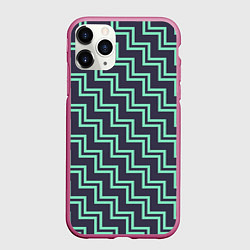 Чехол iPhone 11 Pro матовый Мятные зигзаги, цвет: 3D-малиновый