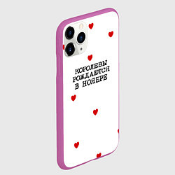 Чехол iPhone 11 Pro матовый Для именинницы: королевы рождаются в ноябре, цвет: 3D-фиолетовый — фото 2