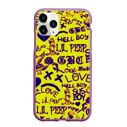 Чехол iPhone 11 Pro матовый Lil peep rap pattern, цвет: 3D-фиолетовый