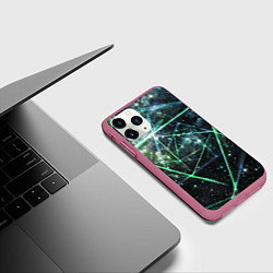 Чехол iPhone 11 Pro матовый Космические линии звезды, цвет: 3D-малиновый — фото 2