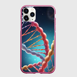 Чехол iPhone 11 Pro матовый Разноцветный ДНК, цвет: 3D-малиновый