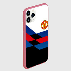 Чехол iPhone 11 Pro матовый Манчестер Юнайтед спорт текстура, цвет: 3D-малиновый — фото 2