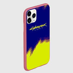 Чехол iPhone 11 Pro матовый Cyberpunk 2077 краски жёлтые, цвет: 3D-малиновый — фото 2