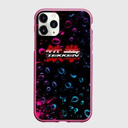 Чехол iPhone 11 Pro матовый Tekken неоновые капли, цвет: 3D-малиновый
