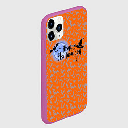 Чехол iPhone 11 Pro матовый Хэллоуин - луна, цвет: 3D-фиолетовый — фото 2
