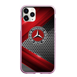 Чехол iPhone 11 Pro матовый Mercedes benz текстура метал, цвет: 3D-розовый