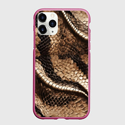 Чехол iPhone 11 Pro матовый Красивая змеиная кожа, цвет: 3D-малиновый