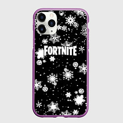 Чехол iPhone 11 Pro матовый Fortnite winter snow, цвет: 3D-фиолетовый