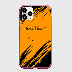 Чехол iPhone 11 Pro матовый Black desert краски абстракция, цвет: 3D-малиновый
