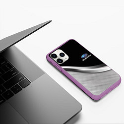 Чехол iPhone 11 Pro матовый Subaru metal steel, цвет: 3D-фиолетовый — фото 2