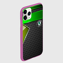 Чехол iPhone 11 Pro матовый Skoda metal auto, цвет: 3D-фиолетовый — фото 2