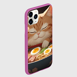 Чехол iPhone 11 Pro матовый Кот обожает рамен, цвет: 3D-фиолетовый — фото 2