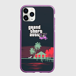 Чехол iPhone 11 Pro матовый GTA tropix game, цвет: 3D-фиолетовый