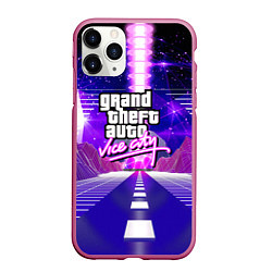 Чехол iPhone 11 Pro матовый GTA vice city retrovawe, цвет: 3D-малиновый