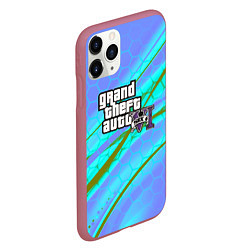 Чехол iPhone 11 Pro матовый GTA 6 неоновые соты геометрия, цвет: 3D-малиновый — фото 2