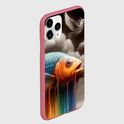 Чехол iPhone 11 Pro матовый Рыба в облаках - сюрреализм, цвет: 3D-малиновый — фото 2