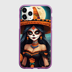 Чехол iPhone 11 Pro матовый Страшилки ведьмочка, цвет: 3D-фиолетовый