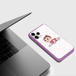 Чехол iPhone 11 Pro матовый Смешной малыш, цвет: 3D-фиолетовый — фото 2