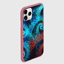 Чехол iPhone 11 Pro матовый Оптическая абстракция узор, цвет: 3D-малиновый — фото 2