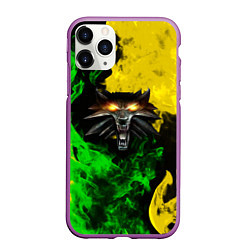 Чехол iPhone 11 Pro матовый The Witcher in fire, цвет: 3D-фиолетовый