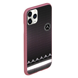 Чехол iPhone 11 Pro матовый Mercedes benz carbon steel, цвет: 3D-малиновый — фото 2