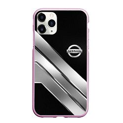 Чехол iPhone 11 Pro матовый Nissan metal steel auto, цвет: 3D-розовый