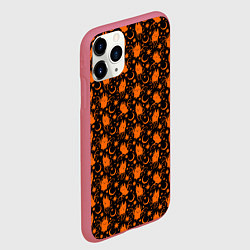 Чехол iPhone 11 Pro матовый Летучие мыши - хэллоуин, цвет: 3D-малиновый — фото 2