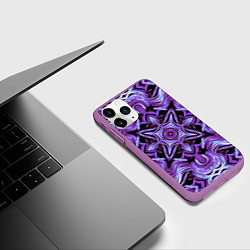 Чехол iPhone 11 Pro матовый Фиолетовый калейдоскопический узор, цвет: 3D-фиолетовый — фото 2