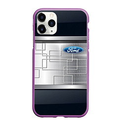 Чехол iPhone 11 Pro матовый FORD текстура из метала, цвет: 3D-фиолетовый