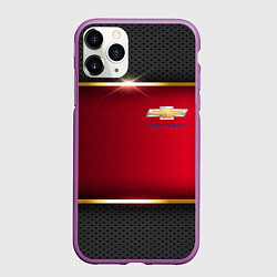 Чехол iPhone 11 Pro матовый Chevrolet metal auto, цвет: 3D-фиолетовый