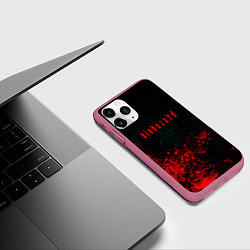 Чехол iPhone 11 Pro матовый Biohazard брызги красок, цвет: 3D-малиновый — фото 2